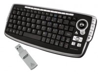 MINI TECLADO MULTIMIDIA ABNT2 OFFICE S/FIO C/MOUSE TRACKBALL EMBUTIDO USB 9199 CLONE